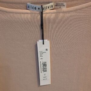 alice + olivia Sepia Ribbed Knit Top in Blush